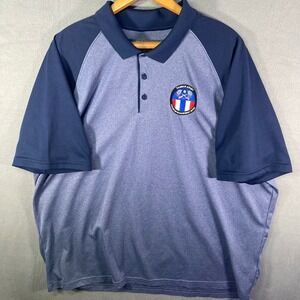 Sport Tek Mens 4XL Polo Shirt Taiwan Army Program Logo Blue Performance